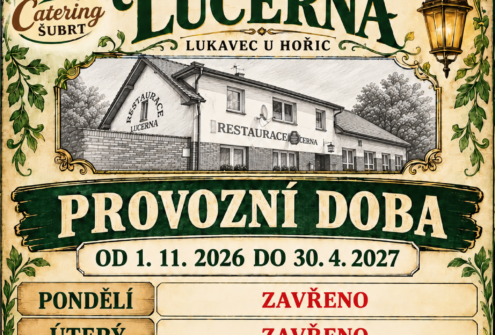 OTEVÍRACÍ DOBA HOSPODY V OBDOBÍ  OD 1.11.  2026 DO 30.4. 2027